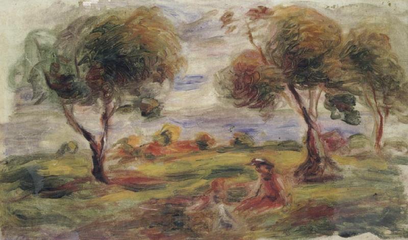 Pierre Renoir Landscape with Figures at Cagnes France oil painting art